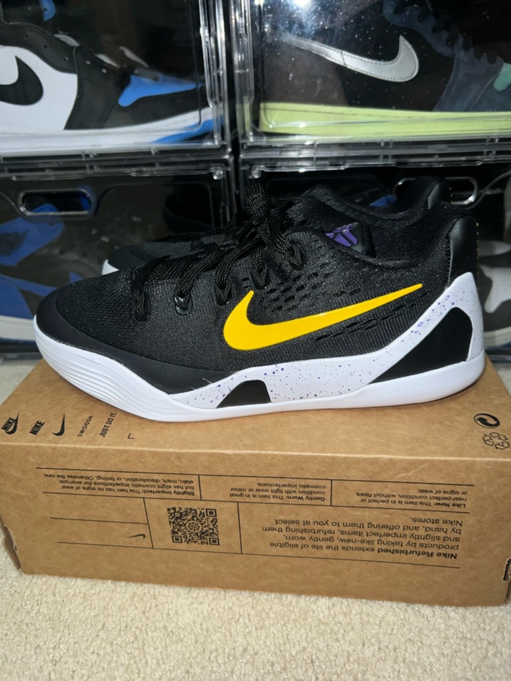 Nike Kobe 9 Low EM GS Black University Gold FV3607-003 Size 6Y/7.5W Refurbished!
